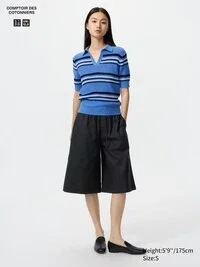 Pantalones culotte de mezcla de lino para mujer