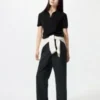 Pantalones de algodón holgados hasta el tobillo para mujer