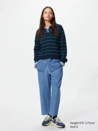 Pantalones de algodón holgados hasta el tobillo para mujer | Denim