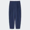 Pantalones de pierna ancha de mezcla de lino para mujer