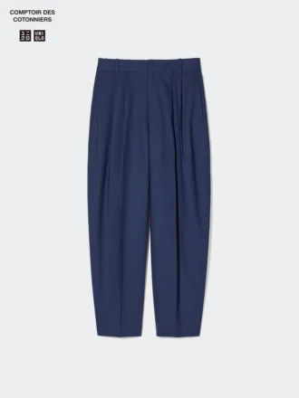 Pantalones de pierna ancha de mezcla de lino para mujer
