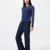 Pantalones de punto acanalado lavables para mujer