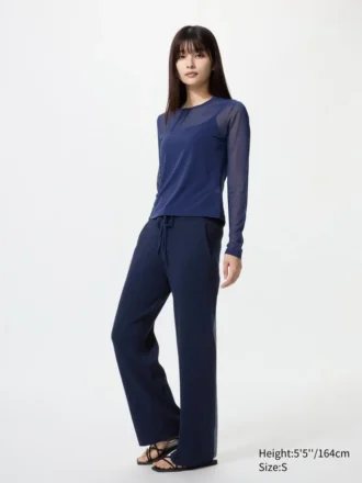 Pantalones de punto acanalado lavables para mujer