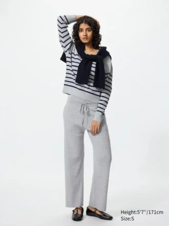Pantalones de punto acanalado lavables para mujer