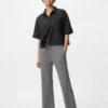 Pantalones de punto acanalado lavables para mujer