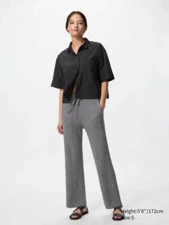Pantalones de punto acanalado lavables para mujer