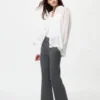 Pantalones de punto acanalado lavables para mujer