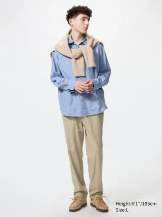 Pantalones holgados de mezcla de lino para hombre