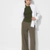 Pantalones rectos de jersey crepé para mujer