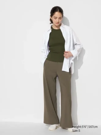 Pantalones rectos de jersey crepé para mujer