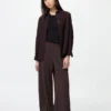 Pantalones rectos de jersey crepé para mujer