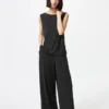 Pantalones rectos de jersey crepé para mujer