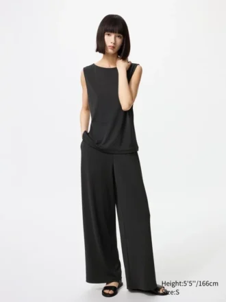 Pantalones rectos de jersey crepé para mujer