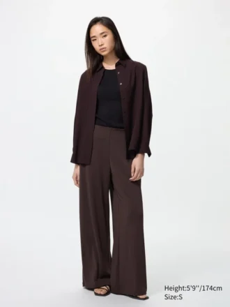 Pantalones rectos de jersey crepé para mujer