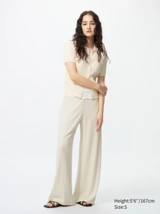 Pantalones rectos de jersey crepé para mujer