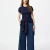 Pantalones rectos de jersey crepé para mujer