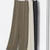 Pantalones rectos de jersey crepé para mujer