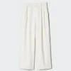 Pantalones rectos de mezcla de lino para mujer Pantalones rectos de mezcla de lino para mujer