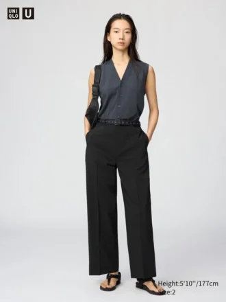 Pantalones rectos de tiro alto para mujer