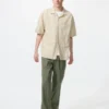 Pantalones tobilleros holgados de mezcla de lino para hombre