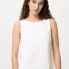 Partes de arriba con sujetador y cuello barco de jersey crepé para mujer