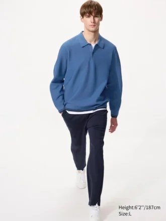 Polos de punto 3D Knit lavables para hombre | Camisetas de manga larga