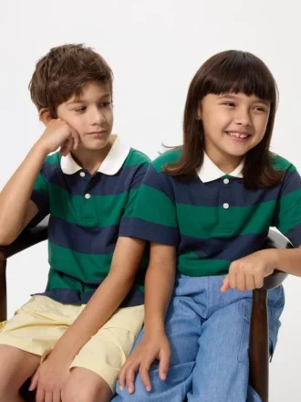 Polos infantiles de piqué seco a rayas