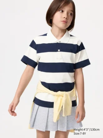 Polos infantiles de piqué seco a rayas