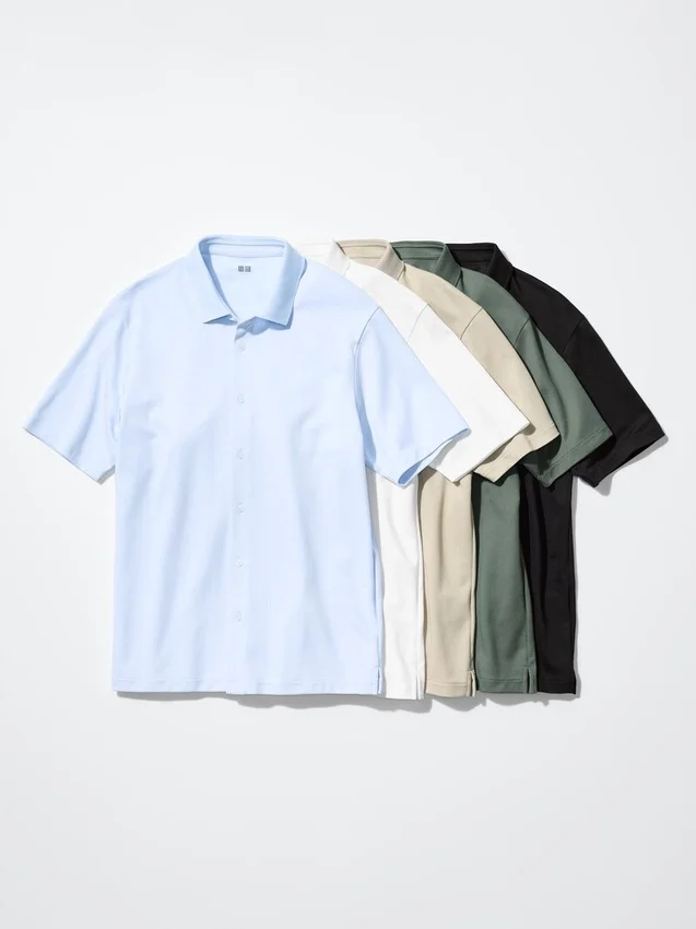 Polos unisex de piqué de algodón AIRism totalmente abiertos Polos unisex de piqué de algodón AIRism totalmente abiertos
