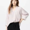 Premium Linen camisa con cuello barco para mujer | A rayas Premium Linen camisa con cuello barco para mujer | A rayas