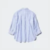 Premium Linen camisa con cuello barco para mujer | A rayas Premium Linen camisa con cuello barco para mujer | A rayas