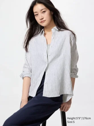 Premium Linen camisa para mujer | A rayas