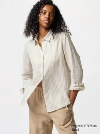 Premium Linen camisa para mujer | A rayas