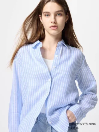 Premium Linen camisa para mujer | A rayas