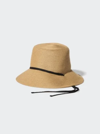 Sombrero ajustable de trenza de papel con protección UV para mujer