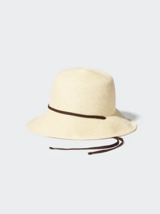 Sombrero ajustable de trenza de papel con protección UV para mujer