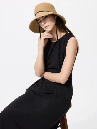 Sombrero ajustable de trenza de papel con protección UV para mujer