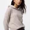 Sudadera con capucha de punto trenzado lavable para mujer