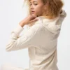 Sudadera con capucha de punto trenzado lavable para mujer