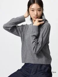 Sudadera con capucha de punto trenzado lavable para mujer