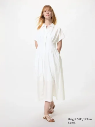 Vestido camisero de seersucker para mujer