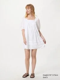 Vestido de algodón Dobby para mujer