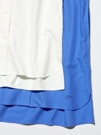 Vestido de camisa Oxford de cuello abierto para mujer