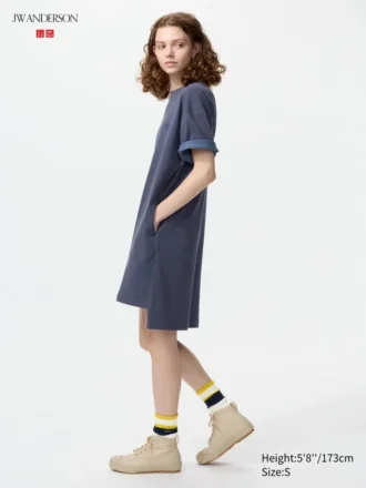 Vestido de camiseta oversize bicolor para mujer