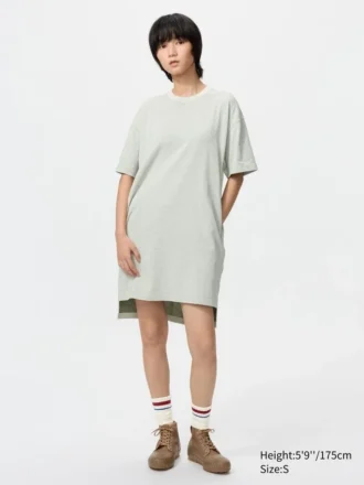 Vestido de camiseta oversize bicolor para mujer
