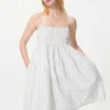 Vestido de camisola de mezcla de lino para mujer | A rayas
