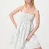 Vestido de camisola de mezcla de lino para mujer | A rayas