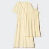 Vestido de mujer con cuello en V de mezcla de lino | Mangas cortas Vestido de mujer con cuello en V de mezcla de lino | Mangas cortas