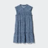 Vestido escalonado de algodón ligero para mujer | Estampado Vestido escalonado de algodón ligero para mujer | Estampado
