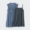 Vestido escalonado de algodón ligero para mujer | Estampado Vestido escalonado de algodón ligero para mujer | Estampado